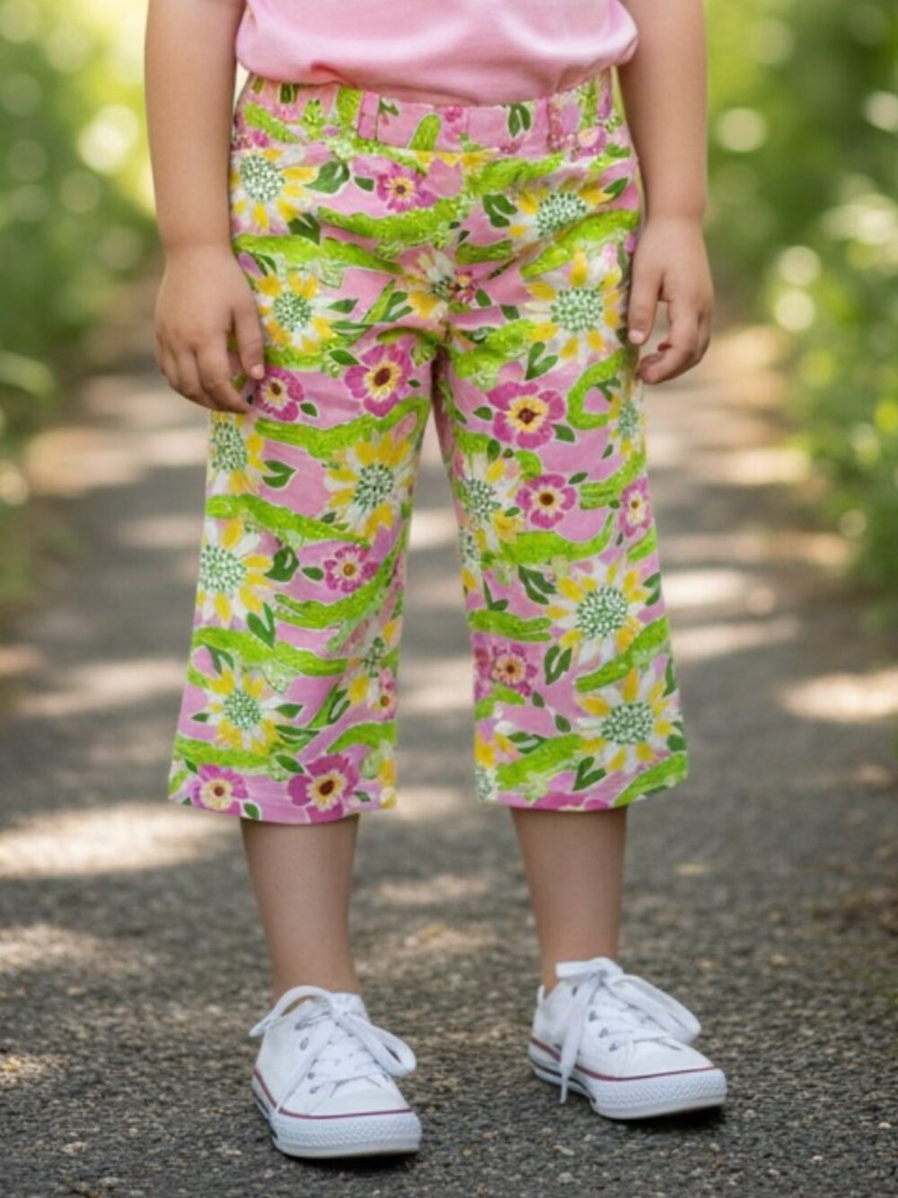 Lilly Pulitzer Gilrs Capris Pants Crocs Monsieur‎ Alligators Size 7 Pink Green